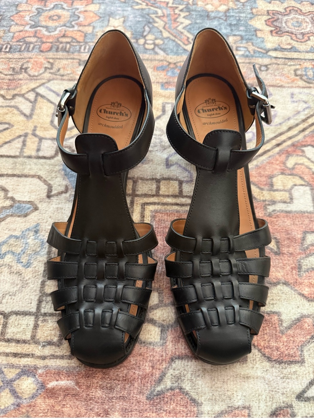 Church’s Women’s Black Kelsey 50 Leather Heeled Sandals EU 42 US 10.5–11 - Picture 2 of 11